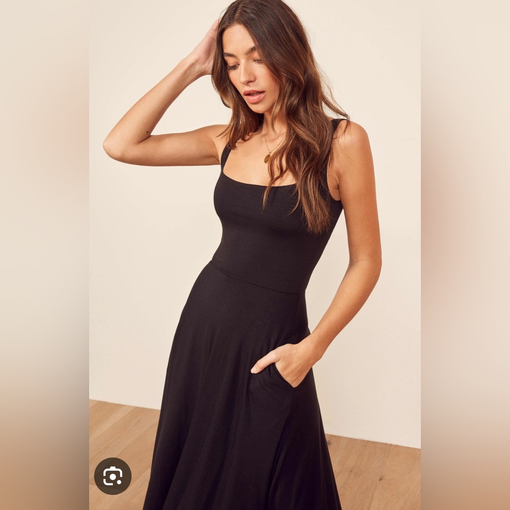 Reformation Mary Midi Dress, Black, Medium - Picture 4 of 15